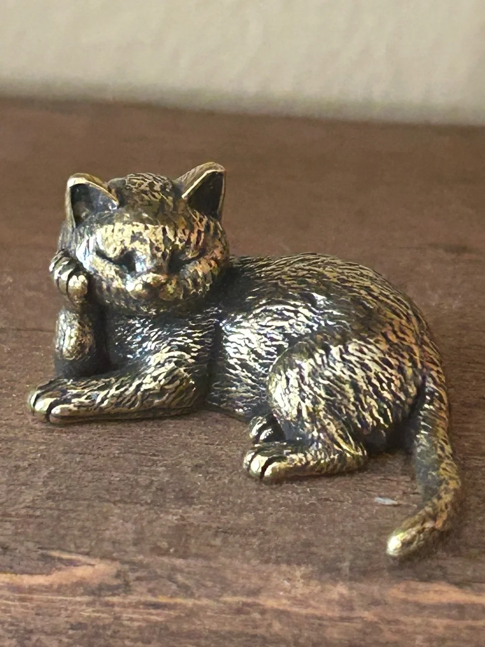 Vintage Miniature Solid Brass Cat Figurines